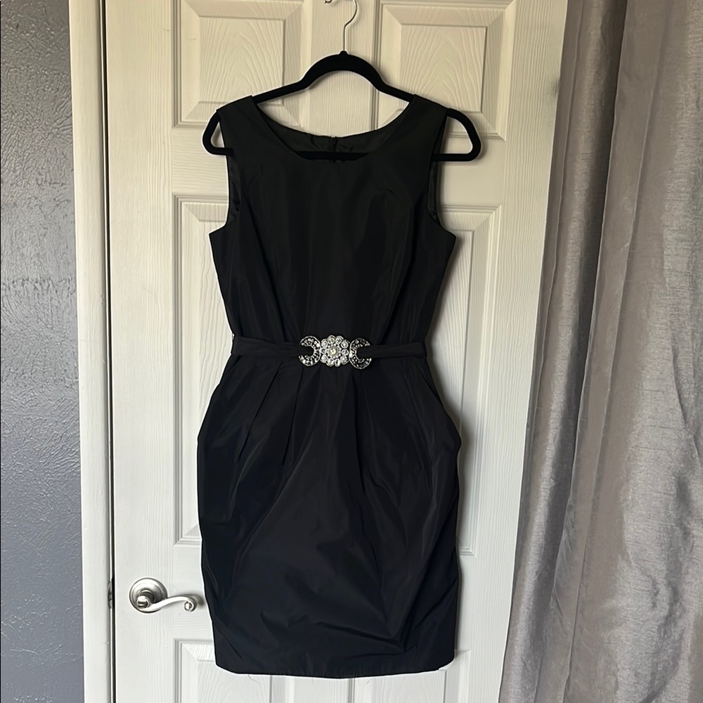 Alex Evenings Black and Silver Embellished Sheath Dress